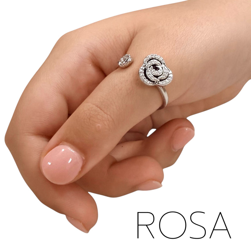 Rosa Fidget Ring - Sterling Silver Swirl Rose Design