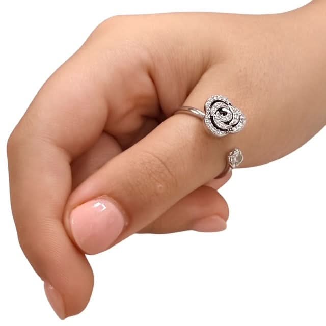 Rosa Fidget Ring - Sterling Silver Swirl Rose Design