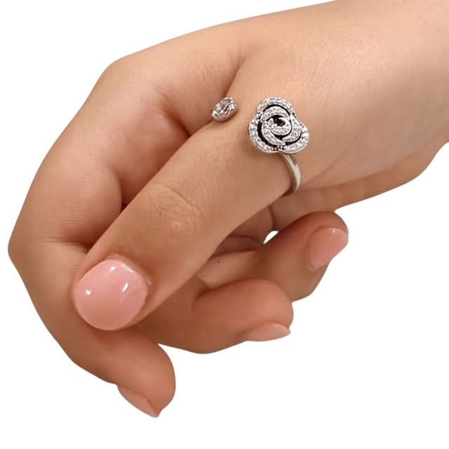Rosa Fidget Ring - Sterling Silver Swirl Rose Design