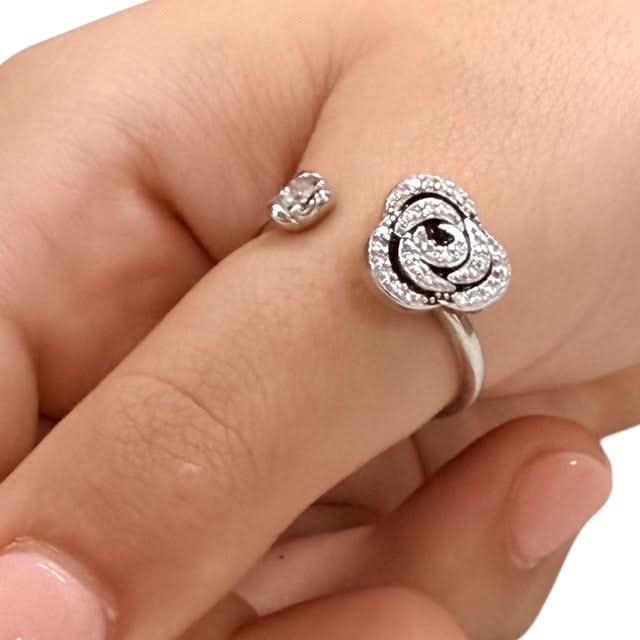 Rosa Fidget Ring - Sterling Silver Swirl Rose Design