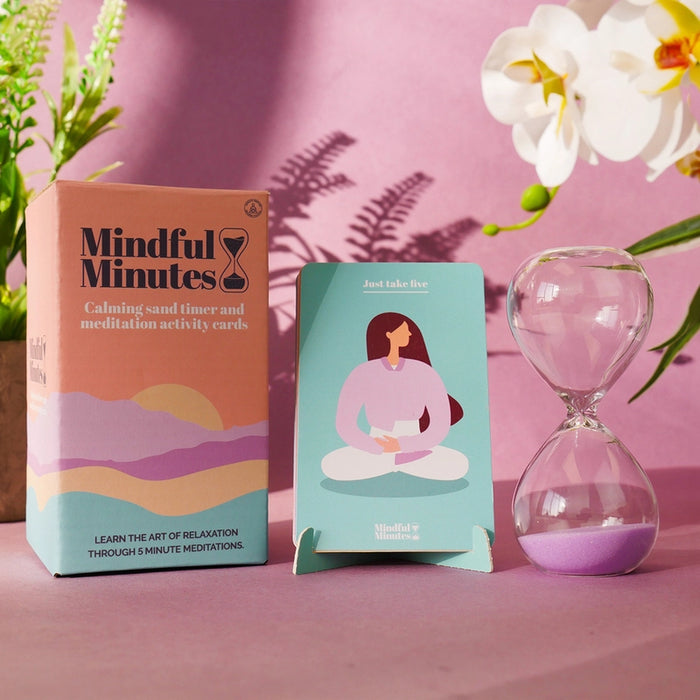 Mindful Minutes Calming MEDITATION CARDS with SAND TIMER