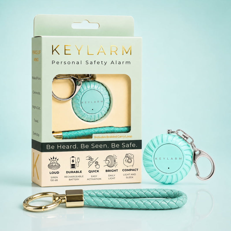 KEYLARM personal safety alarm in Mist Teal