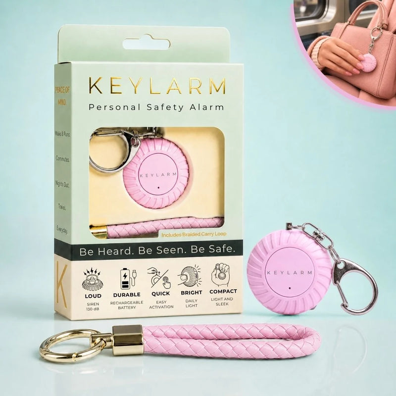 KEYLARM Personal Safety Alarm + LED Light - Be Heard. Be Seen.  Be Safe.