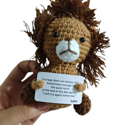Courage lion crochet critter in hand
