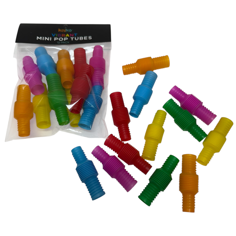 Pack of 12  Mini Pop Tubes - Imaginative Play and Pocket Size Sensory Supports