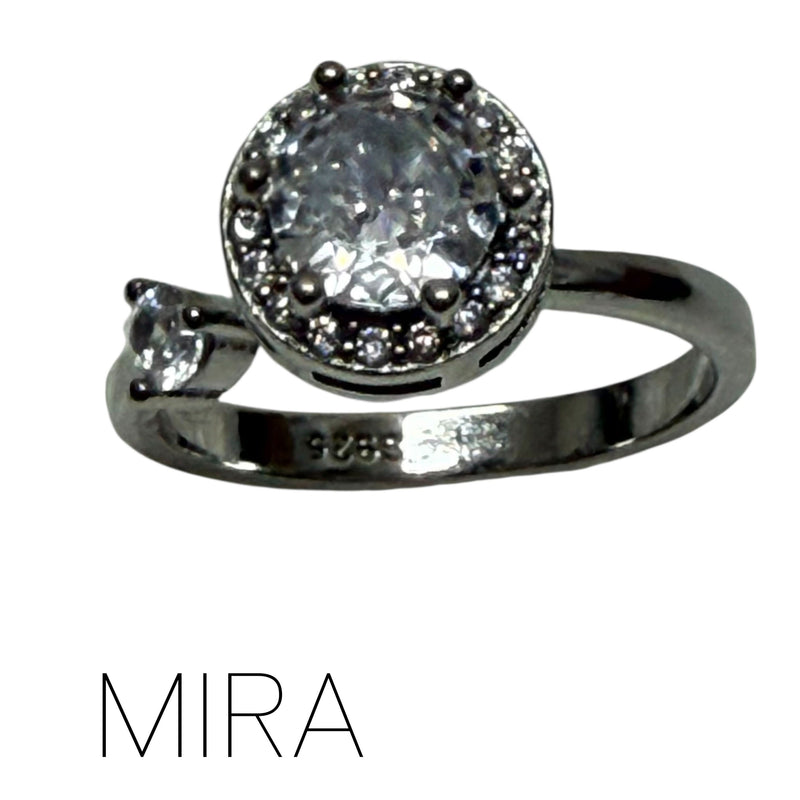 Mira Fidget Ring - with Large Spinning Diamante - Sterling Silver Adjustable Size for Anxiety and Sensory Support Draft