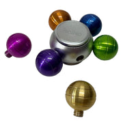 Partially assembled Mobi Spinner showing removable threaded spheres