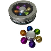Mobi Spinner packaged in the included metal window tin