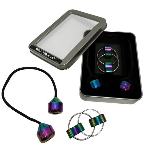 Skill Trick Set - Metal Oil Slick Begleri & Luxe Loop Fidget Set