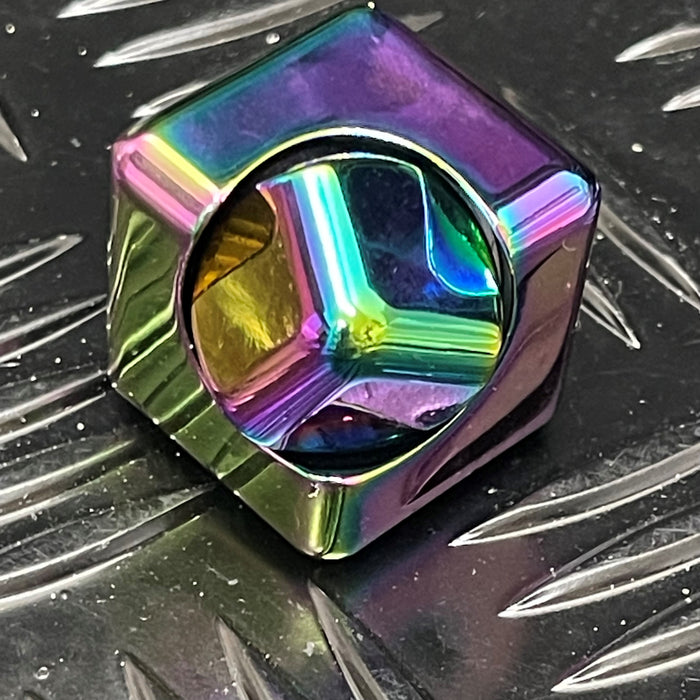 SQUARE Spinning Cube in Oil SLICK in window TIN