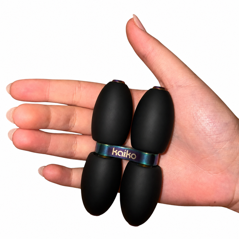 Kaiko Quad Roller resting in an open palm to show size
