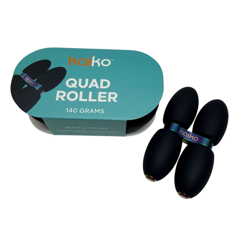 Kaiko Quad Roller beside the front of its protective case packaging
