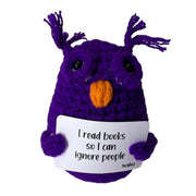 I read books so I can ignore people purple owl crochet critter
