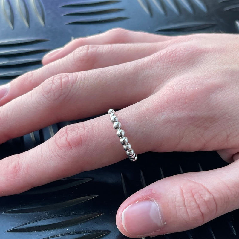 Soho Fidget Ring - Sterling Silver Adjustable with 8 Rolling Beads for Anxiety and Sensory Support