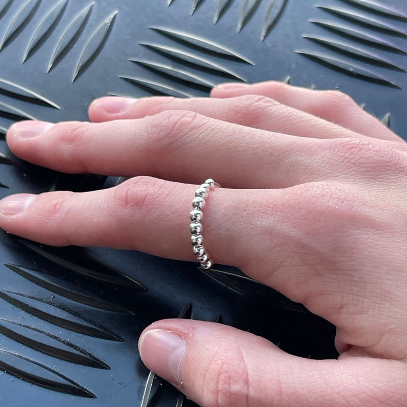 Soho Fidget Ring - Sterling Silver Adjustable with 8 Rolling Beads for Anxiety and Sensory Support