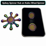 Graphic showing a Spikey Spinner Hub fitted to a Kaiko Wheel Spinner